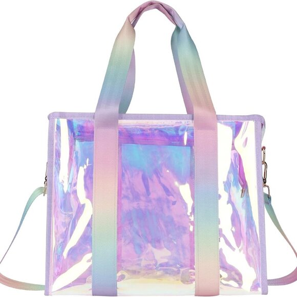 Vibrant Iridescent Tote Bag for Women - Secure Zipper, Large Capacity 11x13.4 - Picture 1 of 6